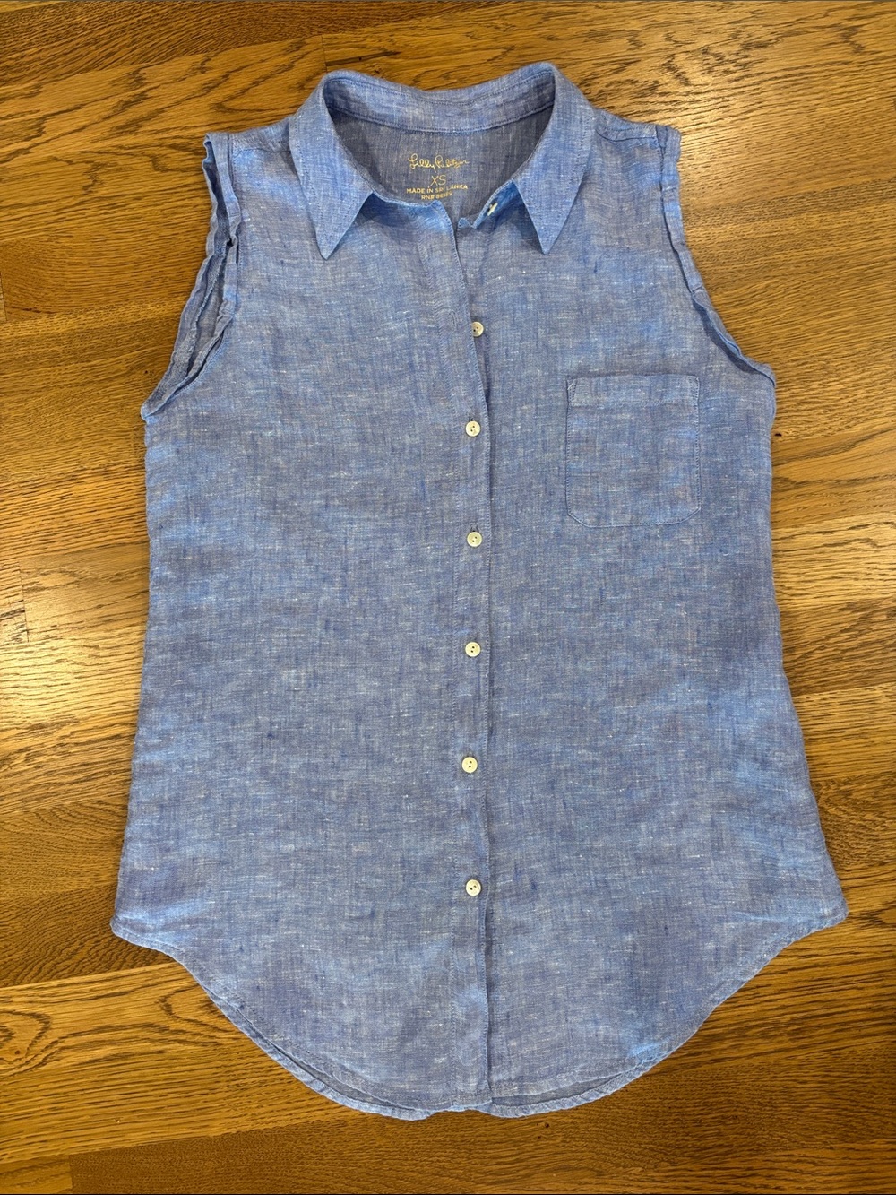 Lilly Pulitzer Sleeveless Linen Top XS Blue Excellent Condition